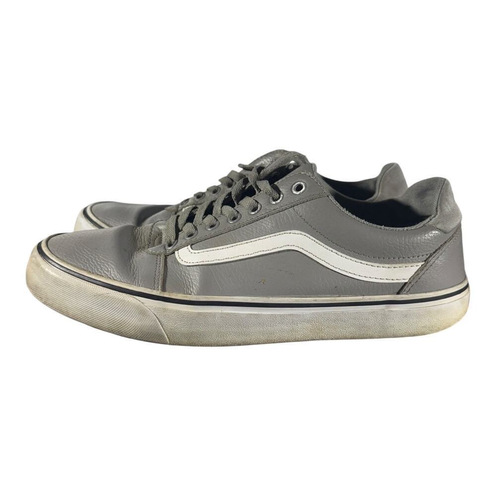 Vans Old Skool Men’s Low Leather Sneakers Mens Size 12 Pewter Gray Skate Shoes - Picture 5 of 9